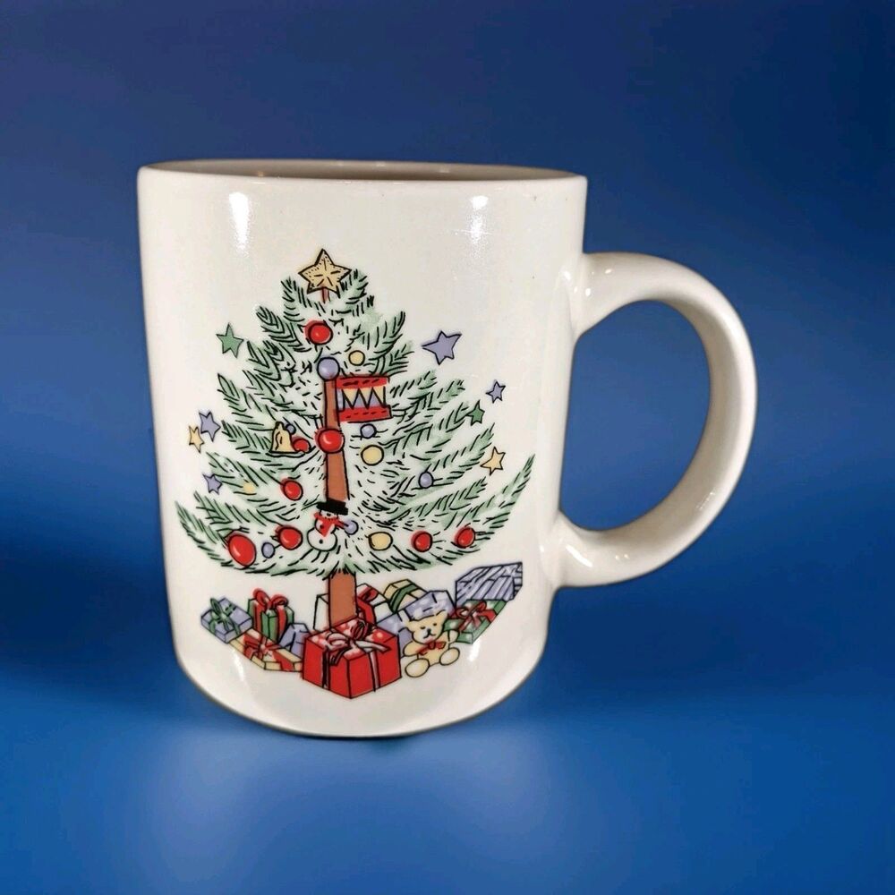Vintage Gibson Christmas Tree Teddy Bear Coffee Tea Mug Holiday Ceramic Cup